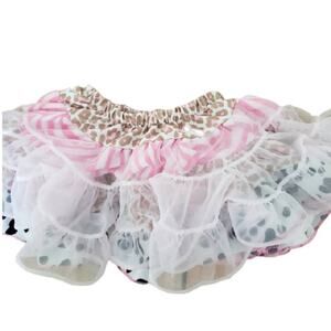 2 FOR $5 SALE Laura Dare Pink Animal Print Ruffle Tutu Skirt Small 14Inch Waist